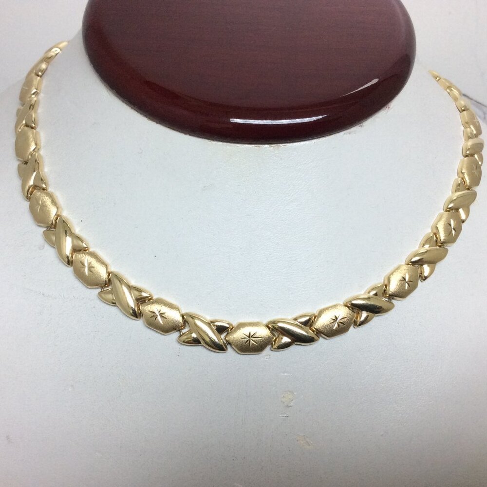 Lady's 14k Yellow REAL Solid Gold XO Hearts& Kisses Necklace 18''  23.80gr